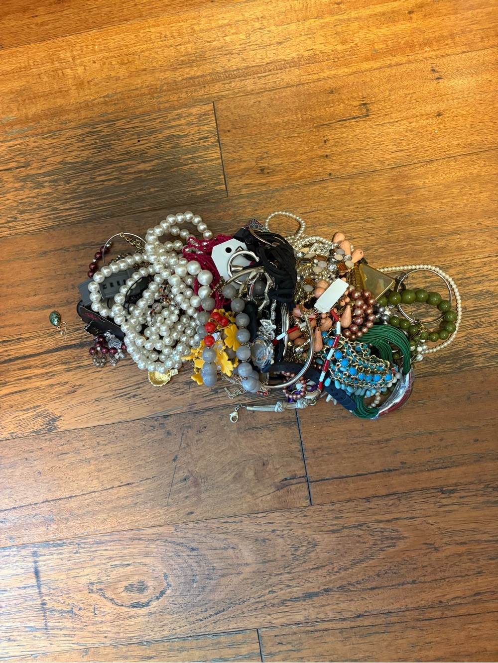 Mixed Costume Jewelry Lot with Pearls and Colorful Beads